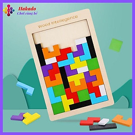 Đồ chơi gỗ xếp hình Montessori Tetris Cho Bé phát triển trí tuệ