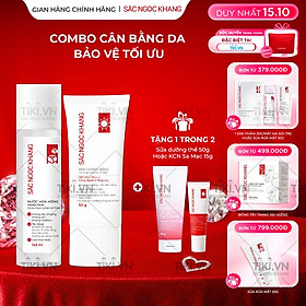 Bộ đôi dưỡng ẩm và bảo vệ da trước ánh nắng Sắc Ngọc Khang: Nước hoa hồng 145ml + Kem chống nắng 50g