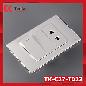 Công Tắc, Ổ Cắm Điện Thông Dụng Âm Tường Màu Trắng Viền Bạc Thương Hiệu Nhật Cho Phòng Tắm TENKO TK-C27-T023