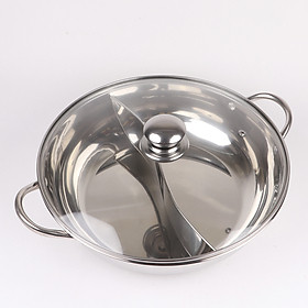 Nồi lẩu 2 ngăn inox dày có nắp kính cao cấp NL2N01 – Gia dụng bếp