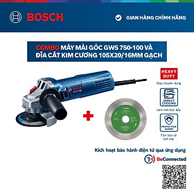 Mua Combo Máy mài góc Bosch GWS 750-100 và Đĩa cắt kim cương 105x20/16mm gạch