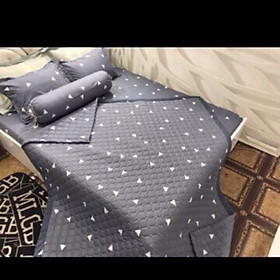 Chăn hè Cotton Poly - Tam Giác Ghi - Tặng kèm 1 móc khóa Houston