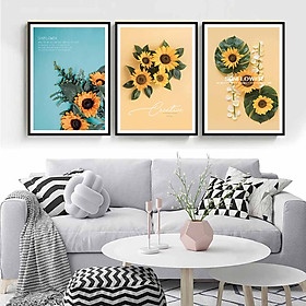 Bộ 3 tranh canvas treo tường Decor Hoa hướng dương - DC123