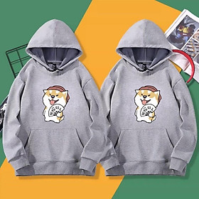 Áo hoodie unisex in cún cầm quạt