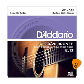 Hình ảnh D'Addario EJ13 - Bộ Dây Đàn Acoustic Guitar Cỡ 11 (.011-.052) - Chính Hãng (80/20 Bronze Strings) - Kèm Móng Gảy DreamMaker