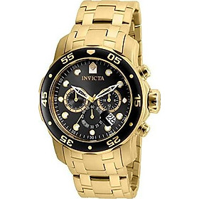 Invicta Men's 80064 Pro Diver Chronograph Charcoal Dial 18k Gold Ion-Plated Stainless Steel Watch