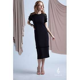 Đầm BLACK Linen dress with sleeves