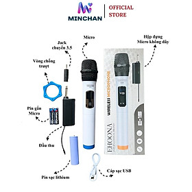 Mua Micro Không Dây Sạc Pin UHF Ehoona E-15 Minchan Dành Cho Loa Kéo Loa Bluetooth Amply Hát Karaoke Zack Cắm 3.5 6.5mm