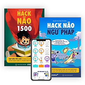 Combo 2 sách Hack Não 1500 + Hack Não Ngữ Pháp - Tặng App học phát âm và ngữ pháp, làm chủ từ vựng và nắm chắc ngữ pháp tiếng Anh chỉ sau 2 tháng