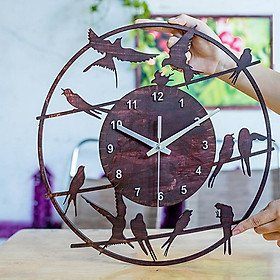 Đồng hồ gỗ treo tường - OY65 - chất liệu gỗ máy kim trôi thiết kế in theo yêu cầu decor trang trí nhà và quán cafe