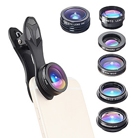 Bộ Ống Kính Chụp Ảnh 7 Trong 1 APEXEL APL-DG7 Cho Điện Thoại (Fisheye 198°) (Macro Góc Rộng 0.36X) (Lọc CPL) (Viễn Vọng 2X) (Kính Kaleidoscope)