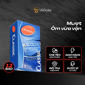 Bao cao su LifeStyles Classic thiết kế mỏng ôm sát nhiều gel 12 bao