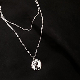 Dây chuyền 2 tầng dáng dài đồng xu cổ