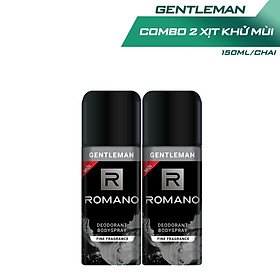 Combo 2 Xịt toàn thân Romano ngăn mồ hôi và mùi cơ thể 150ml x 2 Gentleman