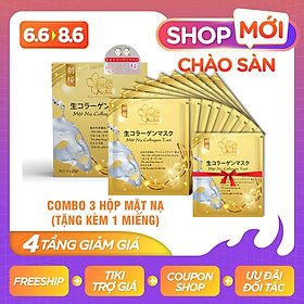 Combo 9 Túi Mặt Nạ Collagen Tươi dưỡng da Nhật Bản chống lão hóa, trắng sáng da và giúp da mềm mịn săn chắc - Tặng 1 Túi Mặt Nạ Collagen