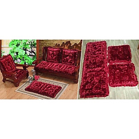 Mua Bộ 3 Thảm Trải Ghế Gỗ Cao Cấp  Sang Trọng - Đệm Ghế MÀU ĐỎ