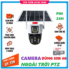 Mua (Lỗi 1 đổi 1) Camera ngoài trời dùng sim 4G năng lượng mặt trời  2 ống kính - Hàng chính hãng