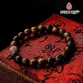 Vòng tay trầm tốc phối charm hợp kim đính đá - Ngọc Quý Gemstones