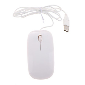 Ultra Thin Slim USB Optical Wired Mouse for PC Laptop Windows Macbook-White