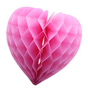 2X 30cm Paper Heart Honeycomb Ball Fans Lanterns Wedding Party Decoration Pink