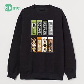 Áo nỉ sweater dáng rộng chinese characters street art (có ảnh thật shop tự chụp) size XS-2XL