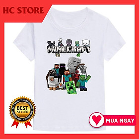 Áo thun cotton ngắn tay in hình Minecraft 2022 cho bé trai dễ thương siêu cá tính