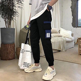 Quần Jogger nam kaki túi hộp phối màu xanh,kiểu dáng năng động cá tính style Hàn Quốc tôn dáng cho người mặc,Quần jogger nam nữ túi hộp kèm dây xích cá tính năng động phong cách street style thời thượng quần cá tính