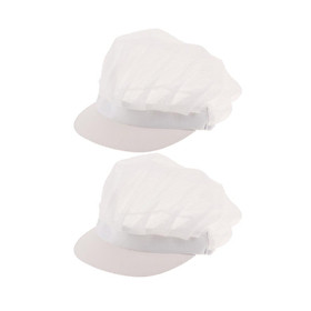 2xCook Adjustable Men Women Kitchen Baker Chef Elastic Cap Hat White C