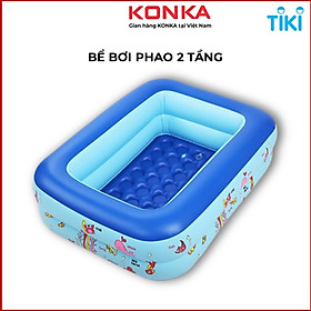 Bể bơi phao 2-3 tầng hình chữ nhật tắm cho bé kích thước150x100x55cm