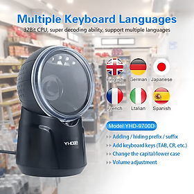 Mua Máy quét mã vạch để bàn YHD 9700D dùng dây trực tiếp - quét mã QRCODE (2D) và mã dẹt BARCODE (1D) - đọc được tiếng việt - Hàng Nhập Khẩu