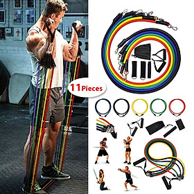 11 Pieces Resistance Bands Set with Foam Handles Workout Bands Gym Yoga Kit