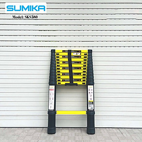Mua Thang nhôm rút gọn SUMIKA SKS380 - Chiều cao tối đa 3.8m  sơn tĩnh điện  chống trầy xước  khóa chốt cao cấp  đế cao su chống trượt  bậc thang diện tích rộng  nhỏ gọn  tiện lợi di chuyển