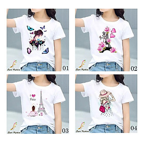 Bộ 4 Áo Thun nữ Organic Cotton Premium Sure, Hình in Xinh Xắn, Chất liệu 100% Sợi Bông Tự Nhiên, Thấm Hút Tốt và Kháng Khuẩn Tự Nhiên Bảo Vệ Tốt Cho Làn Da, Giá Tốt Khi Mua Online