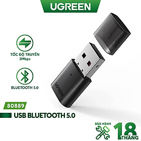 Thiết bị USB thu phát Bluetooth 5.0 UGREEN 80889 cho máy tính laptop - Hàng Chính Hãng - Bảo Hành 18 Tháng