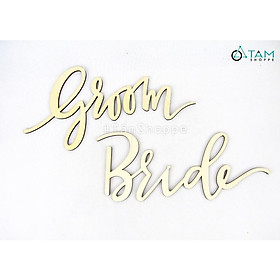 Chữ gỗ Bride Groom trang trí cưới bộ 2 cái TTC-16