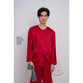 Bộ bà ba phi bóng đỏ đô - Có bộ bà ba Bigsize- may sỉ bà ba toàn quốc - May bộ bà ba theo yêu cầu - Đỏ đô