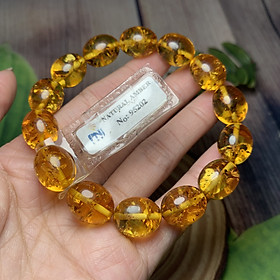 Vòng đeo tay hổ phách Vàng Olive 11mm cao cấp Hadosa đã kiểm định