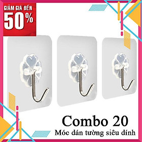 Mua  CÓ VIDEO  Móc dán tường siêu dính siêu chắc treo đồ chịu lực 10kg mini trong suốt   bộ 20 miếng  