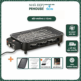Mua Bếp Nướng Điện Không Khói 2 Tầng LTS2194 Grill BBQ Bếp Nướng Hấp Nhỏ Gọn - Hàng Chính Hãng
