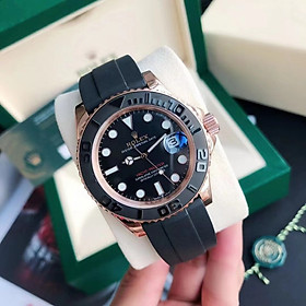 Đồng Hồ Nam Rolex Yacht Master Viền Toạ Độ Xoay Dây Silicol Thời Trang