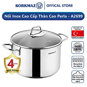 Nồi inox 18/10 thân cao Korkmaz Perla 7.8 lít - 24x17 cm