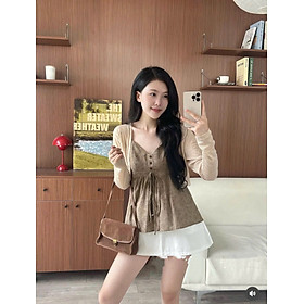 Áo Nữ Cardigan Khoác Ngoài Phối Áo 2 Lớp Vintage – Áo Kiểu Nữ Dáng Rộng Hàn Quốc