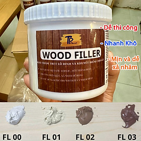 Keo trám trét gỗ Wood Filler 700g: trám vết nứt, lỗ đinh, vít và xử lý khuyết điểm cho gỗ