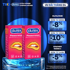 Bộ 2 hộp bao cao su Durex Pleasuremax gân gai, size 56mm, 12 bao/hộp