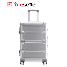 Vali kéo Tresette 2128 size 24 inch cao cấp chất liệu hợp kim nhôm nguyên khối nhập khẩu Hàn Quốc - Bạc - 24