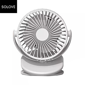 SOLOVE Clipping-on or Vertical Use Fan 360 Degree Wind Direction Type-C Charging 2000mAh Rechargeable Clip Fan 3-level
