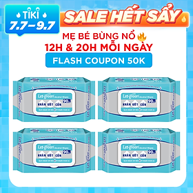 Combo 4 Gói Khăn Ướt Cồn Let-green (90 Tờ x 4)