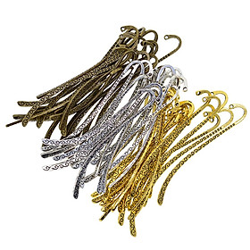 60pcs Mixed Metal Bookmarks Book Mark with Hook Jewelry Findings DIY Pendant
