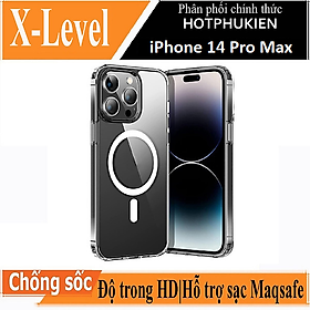 Ốp lưng từ tính Maqsafe cho iPhone 14 Pro Max hiệu X-Level Magic Magnets Series trong suốt, siêu mỏng 1.5mm, chống sốc, hỗ trợ sạc Maqsafe,  độ trong tuyệt đối, chống trầy xước, chống ố vàng, tản nhiệt tốt - Hàng nhập khẩu