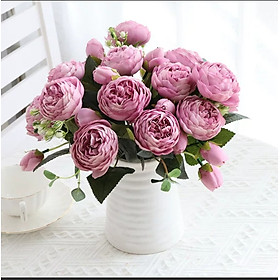 Hoa lụa, bình hoa hồng Ecuador cao cấp nhiều mẫu để bàn trang trí nhà cửa đẹp sang trọng, lọ hoa giả decor phòng khách, nhà hàng Anzzar BH-02
